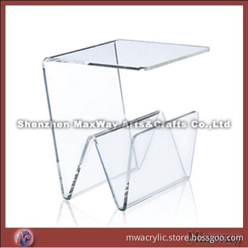 W-shaped Clear Acrylic Table with Brochure/Leaflet/Document Display Holder/Stand